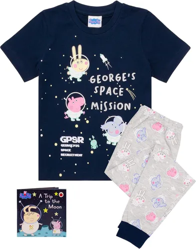 Miniatura 2 de Peppa Pig George Pyjamas Boys Girls Space T Shirt Trousers Pjs With Story Book