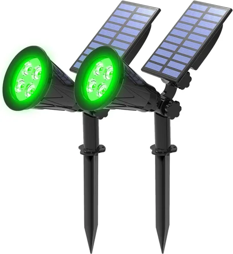 Miniatura 13 de T-SUNUS - Luces solares azules para exteriores de Navidad, 2 modos de focos de jardín impermeables IP65, encendido/apagado automático, foco