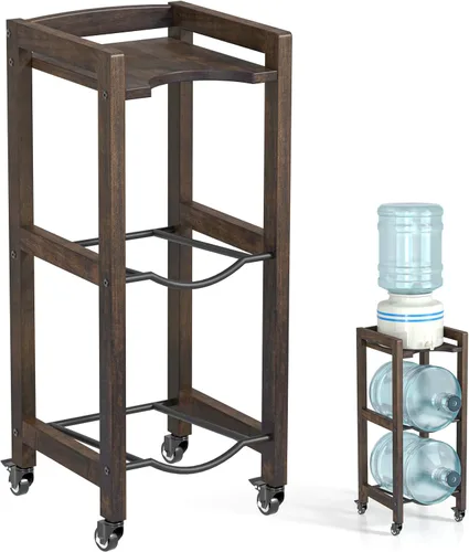 Miniatura 10 de Soporte para jarra de agua de 3 niveles de 5 galones con estante superior, 4 ruedas de metal o patas ajustables, soporte de piso dispensador de agua