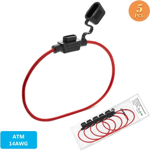 Miniatura 5 de [Cable UL] Chanzon 5 unids 14awg ATM/Mini portafusibles impermeable en línea Marine r para fusibles de cuchilla 30A automotriz coche motocicleta