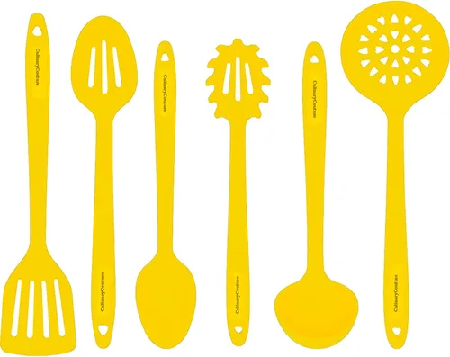 Miniatura 10 de Culinary Couture Juego de 6 utensilios de cocina de silicona negra, antiadherentes, resistentes al calor, con núcleo interior de acero