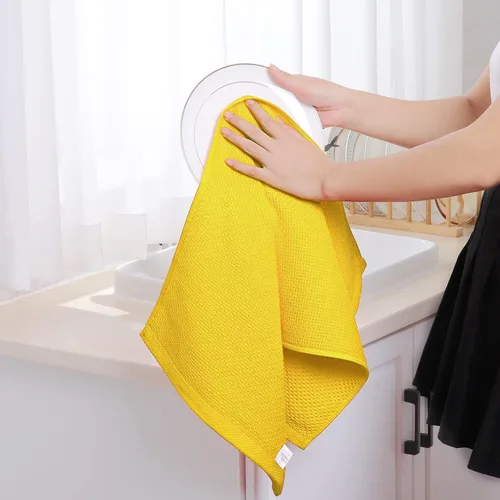 Miniatura 406 de Homaxy Trapos de cocina de 100% algodón, tejido de punto gofre, ultrasuaves, absorbentes y de secado rápido, 12 x 12 pulgadas, paquete de 6, blanco