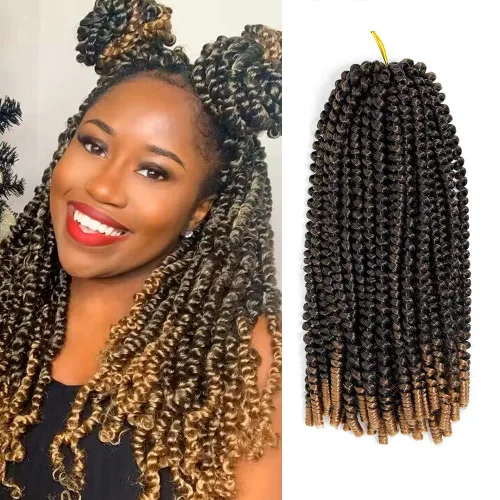 Miniatura 10 de Cabello trenzado de resorte de 8 pulgadas, 6 paquetes de cabello trenzado de resorte para trenzas de mariposa, extensiones de cabello suave de fibra
