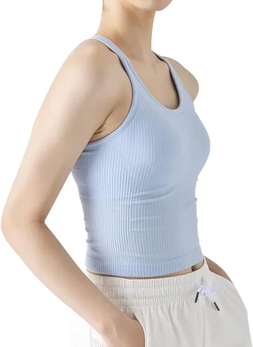 sphinx cat - Camiseta corta de entrenamiento para mujer, camiseta sin mangas, acanalada, con espalda cruzada y brasier integrado