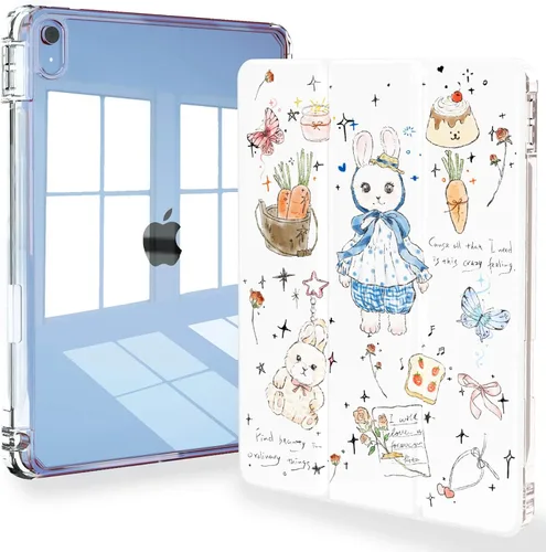Miniatura 32 de Feams Funda para iPad (A16) 11ª generación de 11 pulgadas 2025, iPad de 10.9 pulgadas 2022, cubierta trasera transparente delgada de tres pliegues