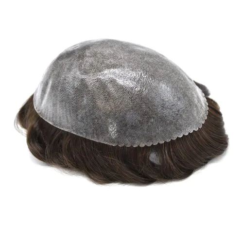 Miniatura 3 de Toupee para hombre, piel fina, inyección de poliuretano, unidad de peluca para hombre, pieza de cabello humano natural real, sistema de reemplazo