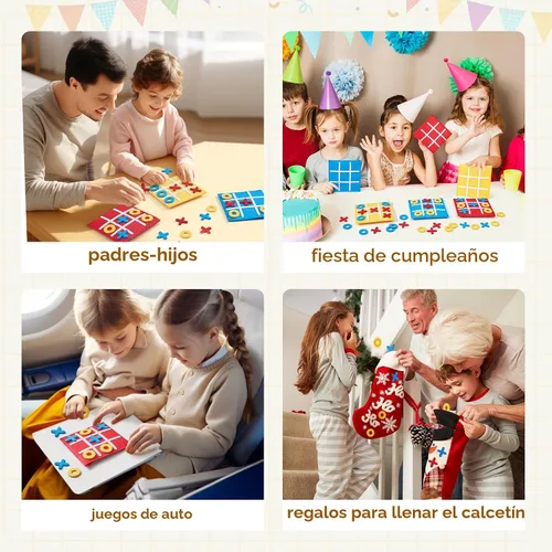 Miniatura 5 de JoyCat Tic Tac Toe Mini Juego de Mesa Juguete para Niños y Familia, Recuerdos de Fiesta de Cumpleaños, Bolsa de Golosinas, Divertida Actividad