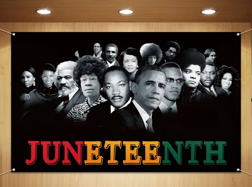 Sunwer Juneteenth - Telón de fondo para cabina de fotos con personajes famosos afro americanos, 19 de junio de 1865, decoración del Día de la