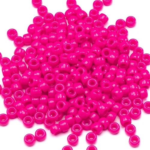Gxueshan 1000 piezas cuentas de pony acrílicas rojo rosa 6 x 9 mm a granel para hacer pulseras, collares, aretes, trenzas de pelo