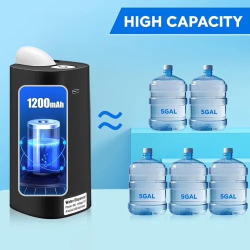 Miniatura 4 de Dispensador de agua plegable para botella de 5 galones, bomba de agua eléctrica para jarra de 5 galones, recargable, portátil, automático, de bajo