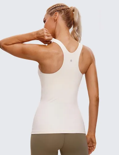 Miniatura 2 de CRZ YOGA Butterluxe - Camiseta sin mangas de cuello alto con espalda cruzada para mujer, con brasier integrado, para entrenamiento, yoga, atlética