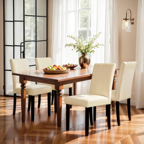 SyMax Juego de 4 sillas de comedor tapizadas de piel sintética, modernas sillas de cocina Parsons con patas de madera, color crema (solo sillas)