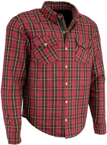 Miniatura 11 de Milwaukee Leather Camisa de montar de franela blindada a cuadros para hombre con refuerzo de fibra de aramida y armadura extraíble CE - S