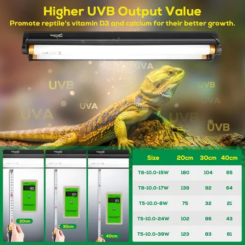 Miniatura 2 de T8 10.0 UVB - Kit combinado de iluminación de bombilla UVB para reptiles, luz UVB HO de 17 W para reptiles, campana de terrario con barra de luz UVB