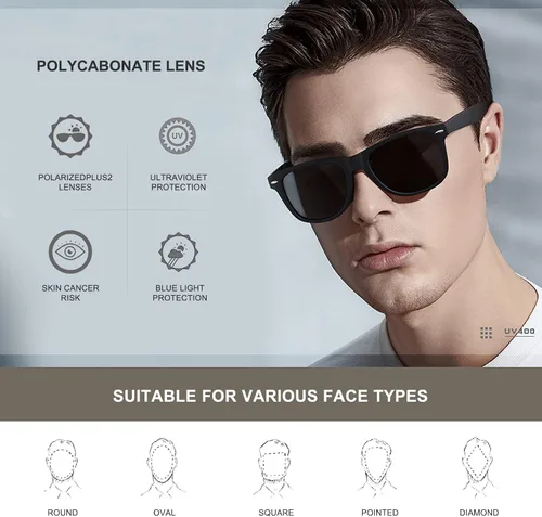 Miniatura 2 de DEMIKOS Gafas de sol polarizadas para hombre, lentes de espejo retro de moda para conducir, pescar, protección UV400