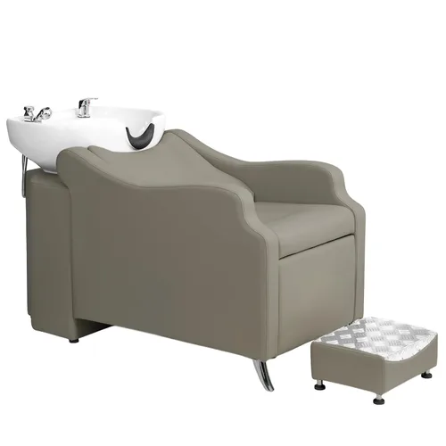 Miniatura 9 de OmySalon Unidad de lavado a contracorriente de champú con cuenco grande de porcelana, fregadero de salón, silla de lavado de cabello, estación