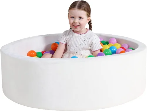 Miniatura 14 de TRENDBOX Piscina de pelotas de espuma para niños pequeños, 35x11 pulgadas, piscina de bolas suave para bebés con cubierta de terciopelo lavable