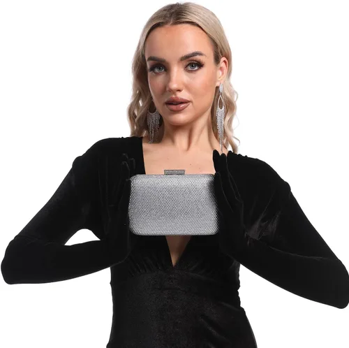 Miniatura 9 de Boutique De FGG Bolsos de noche y embragues brillantes para mujer, bolso de mano de cristal para fiesta formal, bolso de mano con diamantes