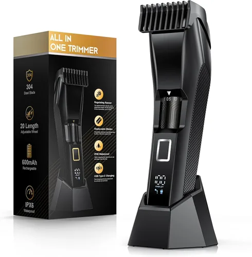 Miniatura 9 de Recortadora de barba para hombre, todo en uno, recortadora de bigote para hombres con 20 longitudes ajustables, cuchilla en T de acero inoxidable