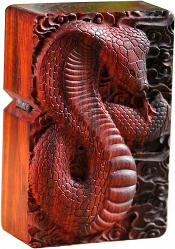 Miniatura 37 de Carcasa exterior de palisandro Huanghuali natural tallado para módulo Zippo (1000 brazos Avalokiteshvara de la diosa 3#)