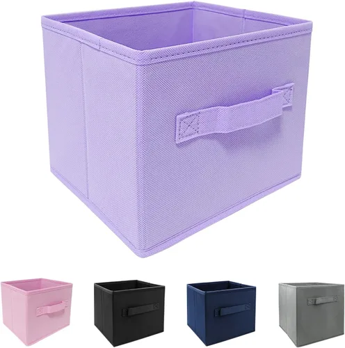 Miniatura 10 de EBIGIC Contenedores de almacenamiento negros de 9.0 x 7.5 x 7.5 pulgadas, tamaño pequeño Fabirc plegable, organizador de juguetes para armario, paño