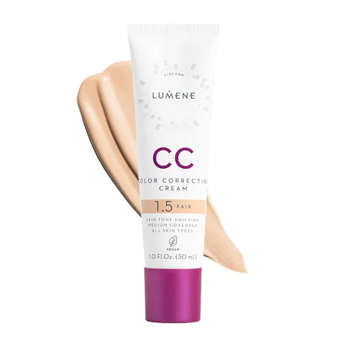 Lumene Crema CC Correctora de Color - Base Ligera - Cobertura Media - Maquillaje Facial Reductor de Rojeces para un Complejo Radiante - Fórmula 1.5