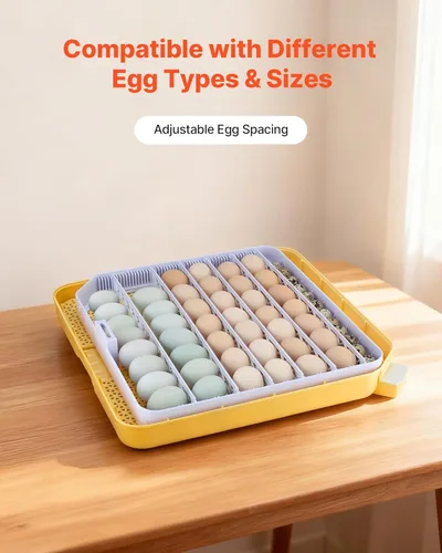 Miniatura 6 de VEVOR Incubadora de 48 huevos, incubadora automática con volteador de huevos y vela LED, pantalla de temperatura y control automático de humedad