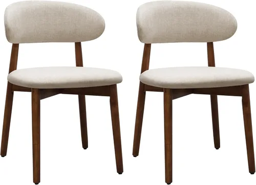 Miniatura 24 de Juego de 2 sillas de comedor de granja, modernas sillas de comedor de madera de mediados de siglo, sillas de comedor tapizadas de tela de granja