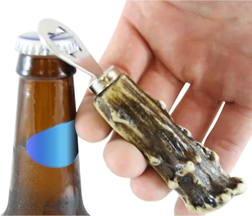Miniatura 9 de Pine Ridge Abrebotellas magnético con mango de asta de ciervo – cuernos sintéticos bellamente pintados a mano y hechos a mano para abridor de nevera
