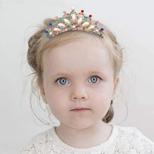 Miniatura 2 de ANBALA Corona tiara pequeña con peine para el cabello, paquete de 3 mini tiara, corona de princesa, accesorios para el cabello brillante con cristal