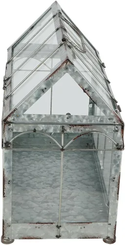 Miniatura 4 de Esschert Design ZB22 - Invernadero/terrario de aspecto vintage, metal galvanizado envejecido, mediano, plateado
