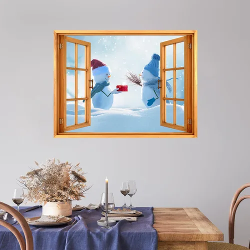 Miniatura 28 de wall26 Adhesivo de Pared Papá Noel Llevando Regalos Ventana Abierta Mural, No Se Despega y No Se Pega, Papel Tapiz No Tejido Decorativo