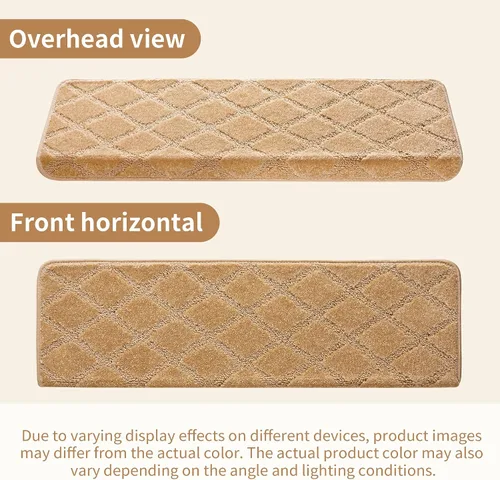 Miniatura 8 de Peldaños Bullnose Antideslizantes 9.5" x 30", 2 Piezas Peldaños de Alfombra para Escalones de Madera Interior con Protección de Bordes, Alfombras