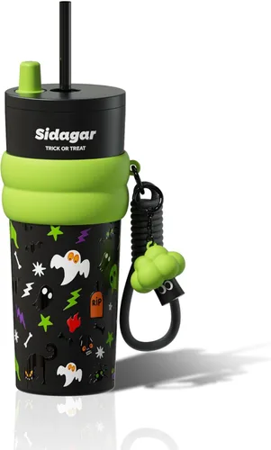 Miniatura 11 de Vaso de 24 onzas con tapa y popote, taza de café aislada a prueba de fugas, botella de agua portátil de viaje helada, taza de café térmica Blanco