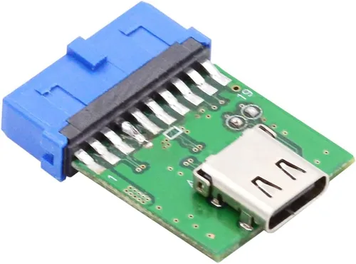 Miniatura 10 de Puertos duales USB 3.1 tipo C USB-C hembra a USB 2.0 placa madre 9pin 10pin adaptador de cabecera PCBA 480Mbps