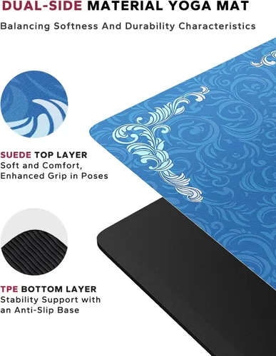 Miniatura 3 de HAPBEAR Large Yoga Mat - 72"x36" Extra Wide Exercise Mat - 1/4" Thick Dual Color PVC Anti-Slip Surface & High Cushioning - Ideal for Yoga, Pilates