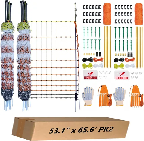 Valla de Red Eléctrica para Aves de Corral - 41.3'' de Alto (se Puede Elevar Manualmente a 53.1'' de Alto) x 65.6' de Largo para Pollos Voladores,