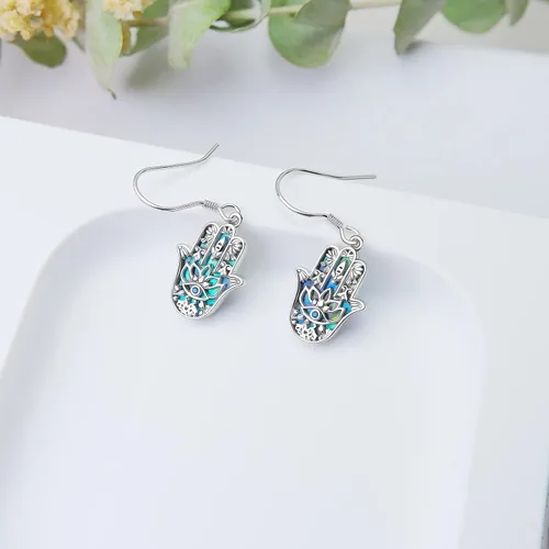 Miniatura 5 de Christmas Gifts Moonstone Filigree Evil Eye Earrings Sterling Silver Hamsa Evil Eye Jewelry for Women Girls