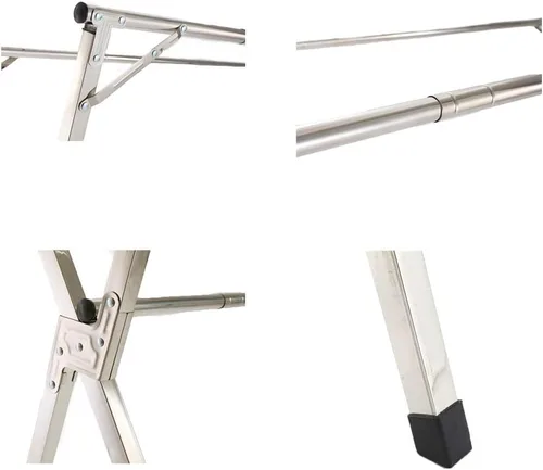 Miniatura 6 de AIODE Estante de secado de ropa para ropa plegable sin instalación Estante ajustable de acero inoxidable para ropa