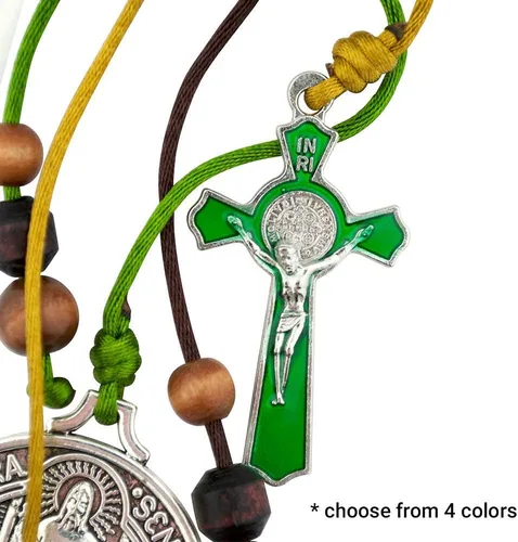 Miniatura 3 de Adorno de bendición para el hogar de San Benito de 12 pulgadas, 3 colores, se adapta a la manija de tu puerta o se puede colgar en un gancho, Negro