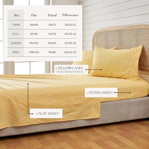 Miniatura 3 de Great Bay Home - Juego de sábanas de microfibra con estampado floral de 4 piezas para cama tamaño king - Sábanas y fundas de almohada ultrasuaves