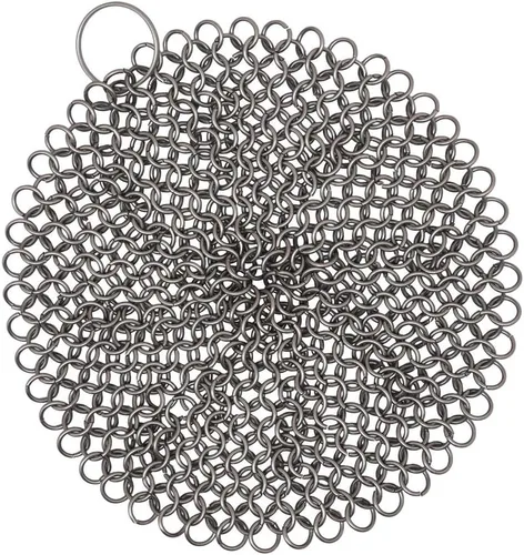 Miniatura 5 de Mythrojan Limpiador de sartén de hierro fundido 316 de acero inoxidable con anillo para colgar sartenes pre-sazonadas (5.9 x 5.9 in)