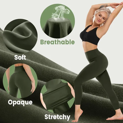 Miniatura 2 de Opuntia Paquete de 5 leggings para mujer, cintura alta, control de abdomen, suaves, color negro, pantalones de yoga adelgazantes para entrenamiento