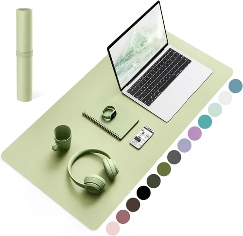 Miniatura 13 de YSAGi Almohadilla de escritorio de piel antideslizante, tapete impermeable para teclado de computadora portátil, protector de mesa y alfombrilla