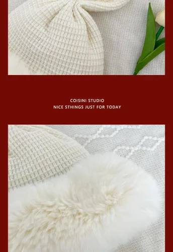 Miniatura 6 de Fauxfur Y2k - Gorro de conejo para mujer, gorro de invierno cálido con diseño de calavera y pompón, sombrero holgado
