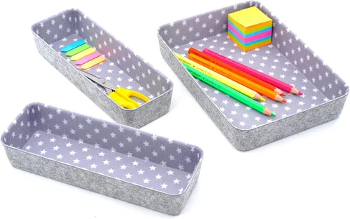 Miniatura 8 de Welaxy Organizador de cajones apilables con tapa para el hogar, oficina, trabajo, caja de almacenamiento de escritorio con tapa para maquillaje