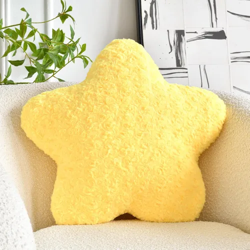 Miniatura 14 de Almohada de estrellas, almohada de felpa en forma de estrella de 14.9 pulgadas para sofá y cama, bonitas almohadas decorativas con piel sintética