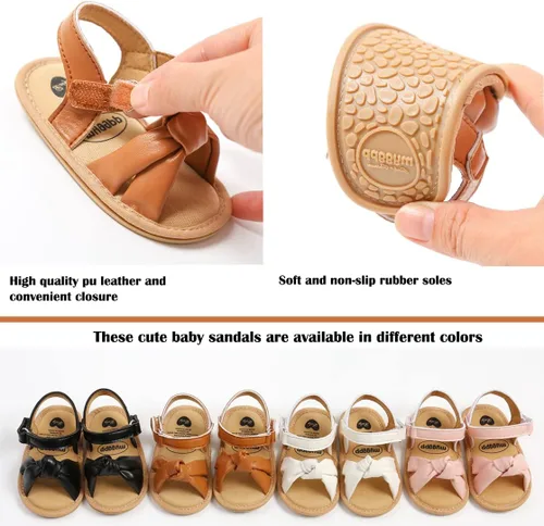 Miniatura 5 de COSANKIM Sandalias de verano para bebés y niñas con suela suave de flores, zapatos de vestir para cuna, recién nacidos, para recién nacidos