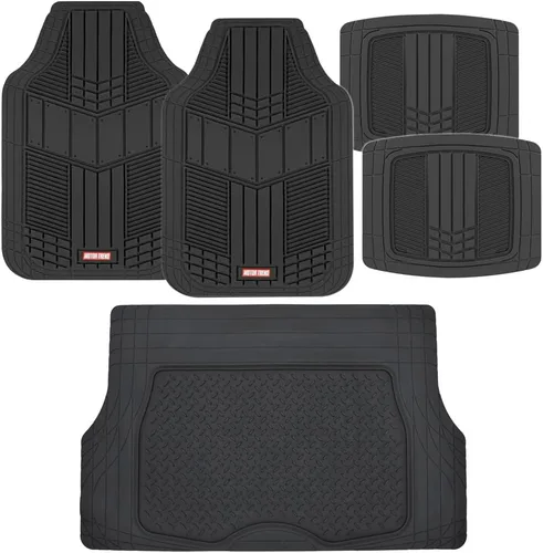 Miniatura 12 de Motor Trend FlexTough Tapetes de Piso Negros para Automóviles y Tapete de Carga Juego Completo - Tapetes de Piso Automotrices de Goma para Todo Tipo