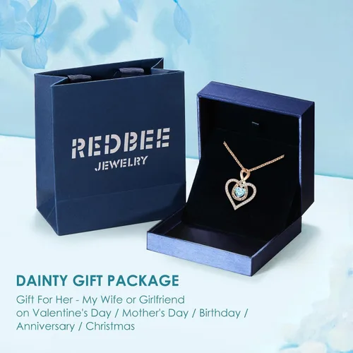 Miniatura 5 de LIANYU 18K Rose Gold Plated Necklace for Women, Infinity Heart Necklace for Women Birthstone Necklace for Women Birthday Gifts for Wife Girlfriend